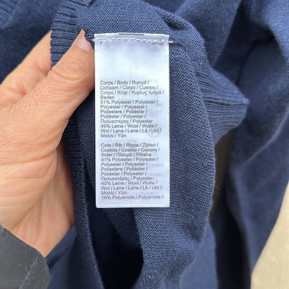 Lacoste Sport 🔥 Women’s V Neck Technical Wool Blend Sweater Navy Sz 38 Medium - Picture 6 of 8